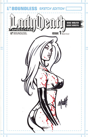 LADY DEATH: APOCALYPSE #1 Original Sketch - Splattered